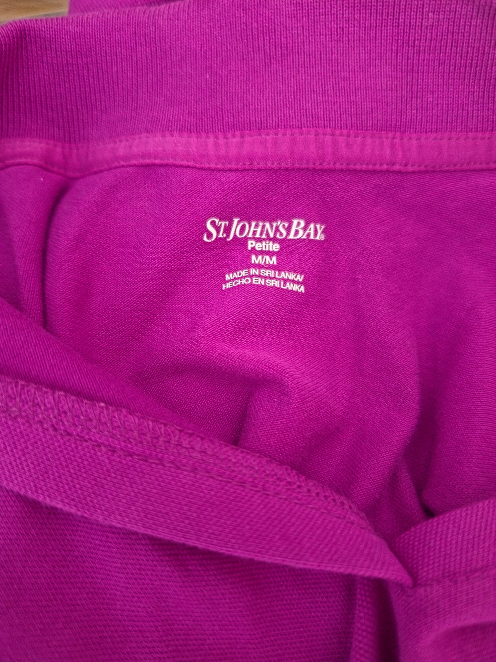 St. John's Bay Women's Purple Solid Knit Collared Short Sleeve Polo Petite M - Picture 5 of 5